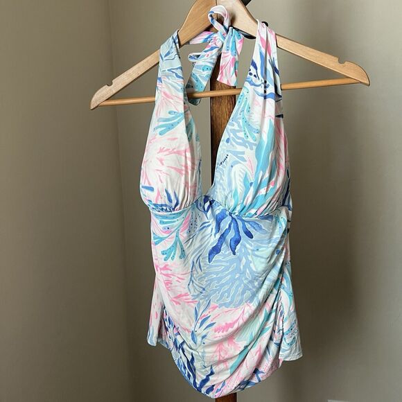 Lilly Pulitzer Bliss Halter Tankini Top – Blu Ara Sweet Escape Taglie 2/4/6 – Nuovo Senza Etichetta